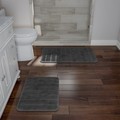 Hastings Home Set of 2 Bathroom Rug Set Memory Foam Mats Striped Microfiber, Non-Slip Absorbent Runner (Gray) 218803IUS